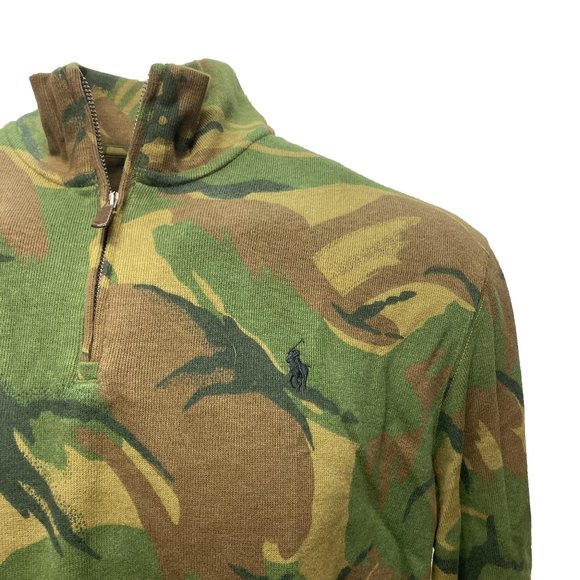 Mens Polo Ralph Lauren Estate Rib Camo Half Zip Pullover Sweater Large NWT - Picture 3 of 5